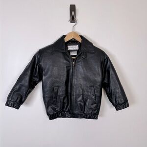 Amherst Collection Childrens Black Genuine Leather‎ Jacket Size 4T